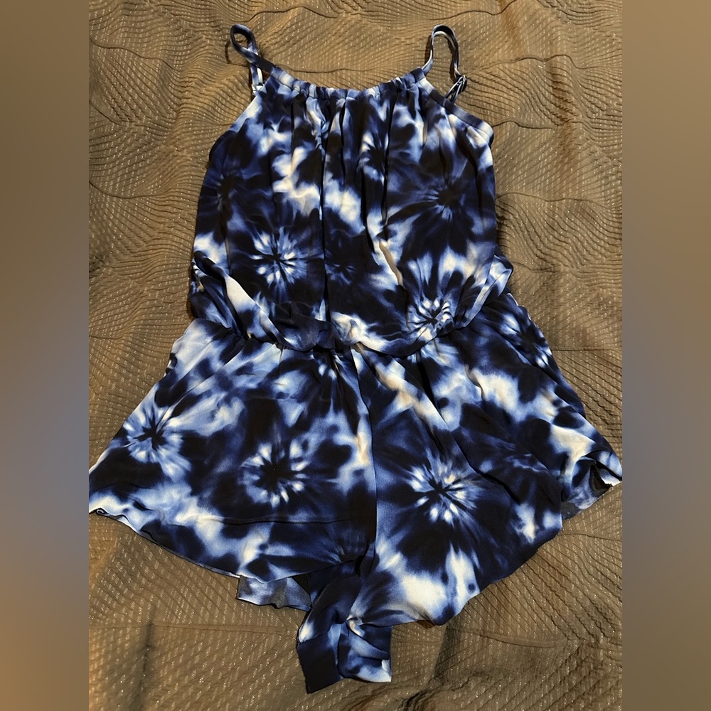 Blue Tie Dyed One Piece Large Bathing Suit